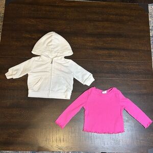 Ralph Lauren White Hoodie and Gap Pink Top Set for Kids